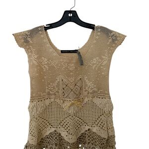 Elegant Crochet Lace Blouse in Cream by Nancy heller